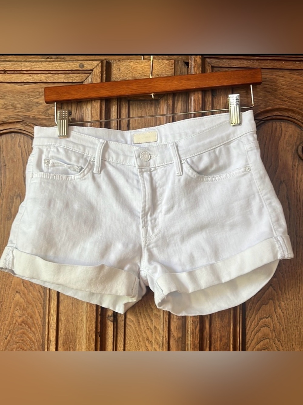 MOTHER White Denim Jean Shorts